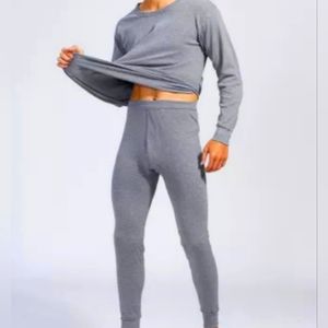 Light Gray Men's Basic Round Neck Thick Loungewear